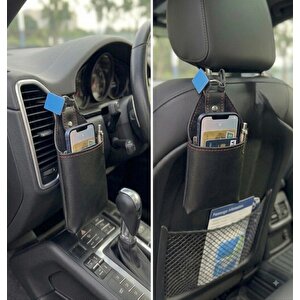 Tofaş Kartal S Uyumlu Araç İçi Deri Ceplik Telefon Ve Kartlık Pratik Düzenleyici Si̇yah Kirmizi Siyah - Kırmızı