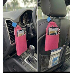 Bmw 3 Serisi 320d Xdrive Gt Uyumlu Araç İçi Deri Ceplik Telefon Ve Kartlık Pratik Düzenleyici Pembe Pembe