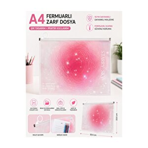 Fermuarlı Dosya Renkli A4 1 Adet Fixpoint 3073 Plastik Desenli Fermuarlı Zarf Dosya Ödev Evrak Belge Saklama