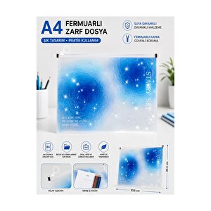 Fermuarlı Dosya Renkli A4 1 Adet Fixpoint 3073 Plastik Desenli Fermuarlı Zarf Dosya Ödev Evrak Belge Saklama