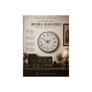 Retro Modern Roma Rakamli Metal Duvar Saati̇ 40 Cm