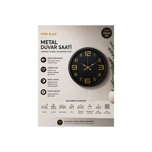 Pri̇me Black Metal Modern Tasarim Duvar Saati̇ 40 Cm
