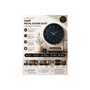 Classi̇c Black Zari̇f Metal Duvar Saati̇ 40 Cm