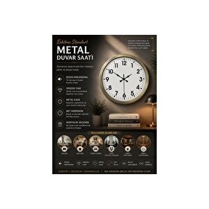 Eski̇tme Standart Metal Klasi̇k Duvar Saati̇ 40 Cm