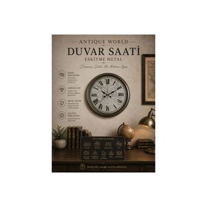 Anti̇que World  Eski̇tme Metal Duvar Saati̇ 40 Cm