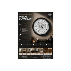Şaheser Tasarim Zari̇f Desenli̇ Metal Duvar Saati̇ 40 Cm