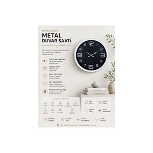 Beyaz Metal Klasi̇k Duvar Saati̇ 40 Cm