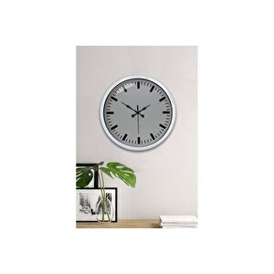 Metal  Beyaz Modern Duvar Saati̇ 40 Cm