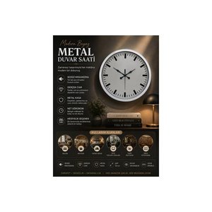 Metal  Beyaz Modern Duvar Saati̇ 40 Cm