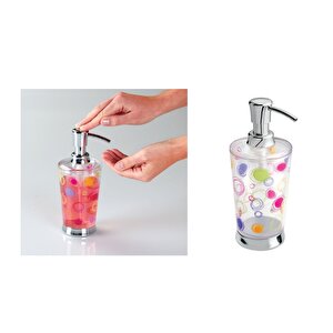 Sıvı Sabunluk Renkli Halkalı Model Akrilik 10x10x19cm 350ml