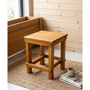 Kare Model Ahşap Tabure 30x30 Cm- Doğal, El İşçiliği, Modern Tabure