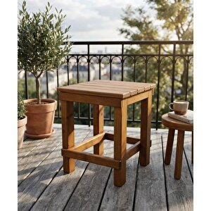 Kare Model Ahşap Tabure 30x30 Cm- Doğal, El İşçiliği, Modern Tabure