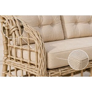 Atakum 4 Ki̇şi̇li̇k Mi̇nderli̇ Rattan Bahçe Balkon Oturma Grubu, Bej