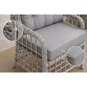 Hi̇lvan 5 Ki̇şi̇li̇k Mi̇nderli̇ Rattan Bahçe Balkon Oturma Grubu, Gri̇
