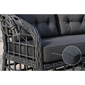 Atakum 4 Ki̇şi̇li̇k Mi̇nderli̇ Rattan Bahçe Balkon Oturma Grubu, Antrasi̇t