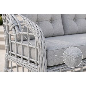 Atakum 4 Ki̇şi̇li̇k Mi̇nderli̇ Rattan Bahçe Balkon Oturma Grubu, Gri̇