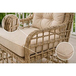 Hi̇lvan 5 Ki̇şi̇li̇k Mi̇nderli̇ Rattan Bahçe Balkon Oturma Grubu, Kahverengi̇