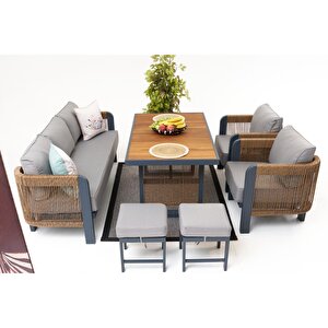 Domi̇no Bahçe Balkon Oturma Grubu (3+1+1+masa+2 Puf)