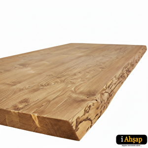 Doğal Kenarlı Sedir Kütük Masa Tablası|masif Ahşap Yemek No1 | Kalınlık 4 Cm | Kestane Renk 70x100 cm