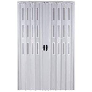 Akordiyon Kapı  216x242 Beyaz Camlı Çift Açılım Kalın Kapı Katlanır Akordeon Pvc Anahtar Kilitli 216x242 cm