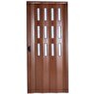 Akordiyon Kapı  81x186 Ceviz Camlı Kalın Kapı Katlanır Akordeon Pvc Anahtar Kilitli 81x186 cm