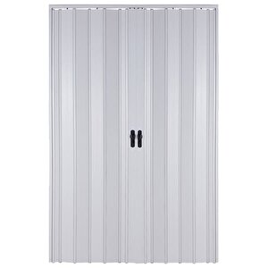Akordiyon Kapı  188x183 Beyaz Camsız Çift Açılım Kalın Kapı Katlanır Akordeon Pvc Anahtar Kilitli 188x183 cm