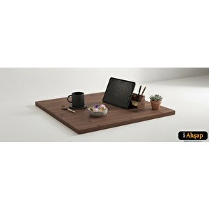 Kare Çam Masif Masa Tablası|masif Ahşap Ofis Yemek Masası No5 | Kalınlık 3 Cm | Ceviz Renk 60x60 cm