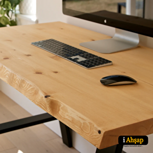 Bir Kenar Düz Sedir Kütük Masa Tablası|doğal Kenarlı No8 | Kalınlık 4 Cm | Sedir Renk 80x120 cm