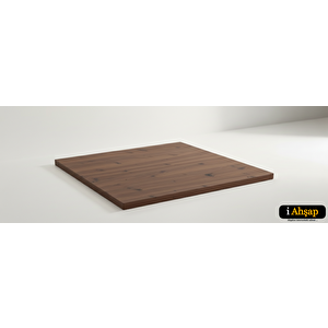 Kare Çam Masif Masa Tablası|masif Ahşap Ofis Yemek Masası No5 | Kalınlık 1.8 Cm | Ceviz Renk 120x120 cm