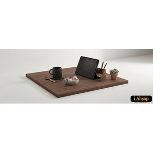 Kare Çam Masif Masa Tablası|masif Ahşap Ofis Yemek Masası No5 | Kalınlık 1.8 Cm | Ceviz Renk 100x100 cm