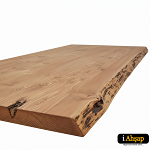 Doğal Kenarlı Sedir Kütük Masa Tablası|masif Ahşap Yemek No1 | Kalınlık 4 Cm | Sedir Renk 60x120 cm