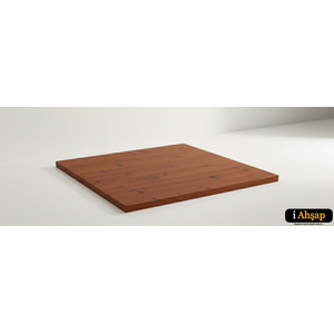 Kare Çam Masif Masa Tablası|masif Ahşap Ofis Yemek Masası No5 | Kalınlık 3 Cm | Kestane Renk 60x60 cm