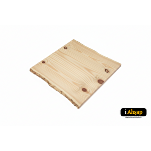 Doğal Kenarlı Sedir Kütük Masa Tablası|kare Ahşap Yemek Ofis No9 | Kalınlık 4 Cm | Çam Renk 100x100 cm