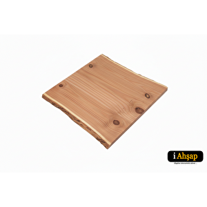 Doğal Kenarlı Sedir Kütük Masa Tablası|kare Yemek Ofis No9 | Kalınlık 4 Cm | Sedir Renk 100x100 cm