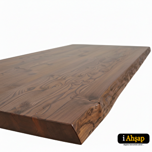 Doğal Kenarlı Sedir Kütük Masa Tablası|masif Ahşap Yemek No1 | Kalınlık 4 Cm | Ceviz Renk 90x140 cm