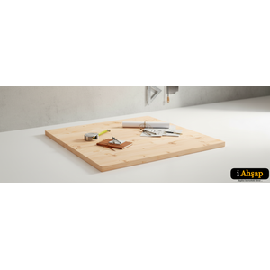 Kare Çam Masif Masa Tablası|masif Ahşap Ofis Yemek Masası No5 | Kalınlık 3 Cm | Çam Renk 100x100 cm