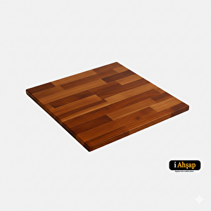 Kare Kayın Masif Masa Tablası|ahşap Ofis Yemek Masası No6 | Kalınlık 1.8 Cm | Kestane Renk 100x100 cm