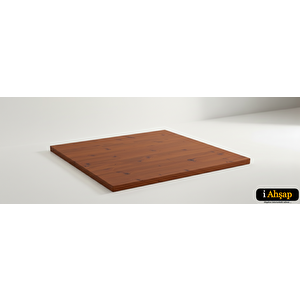 Kare Çam Masif Masa Tablası|masif Ofis Yemek Masası No5 | Kalınlık 1.8 Cm | Kestane Renk 90x90 cm