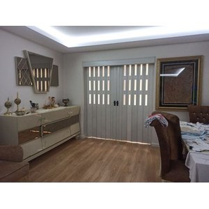 Akordiyon Kapı  216x244 Akçaağaç Camlı Çift Açılım Kalın Kapı Katlanır Akordeon Pvc Anahtar Kilitli 216x244 cm