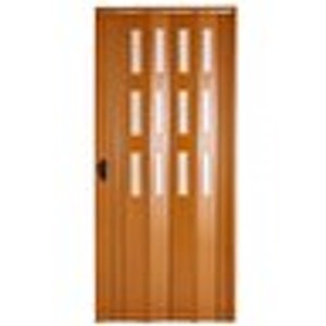 Akordiyon Kapı  163x196 Meşe Camlı Kalın Kapı Katlanır Akordeon Pvc Anahtar Kilitli 163x196 cm