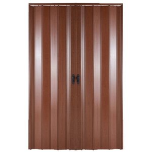 Akordiyon Kapı  300x188 Ceviz Camsız Çift Açılım Kalın Kapı Katlanır Akordeon Pvc Anahtar Kilitli 300x188 cm