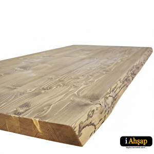 Doğal Kenarlı Sedir Kütük Masa Tablası|masif Ahşap Yemek No1 | Kalınlık 4 Cm | Meşe Renk 70x100 cm