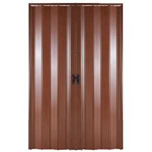 Akordiyon Kapı  216x250 Ceviz Camsız Çift Açılım Kalın Kapı Katlanır Akordeon Pvc Anahtar Kilitli