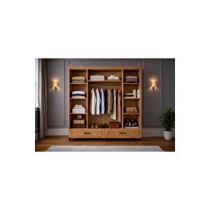 Barlas 4 Kapılı Gardırop Elbise Dolabı Askılı Raflı Yatak Odası Dolabı