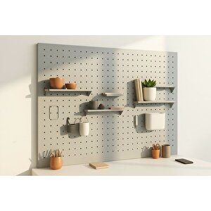 Galvani̇z Metal Çok Amaçli Pano Pegboard, Açik Gri̇, 86x41x3 Cm
