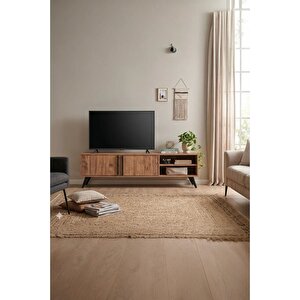 Tv Ünitesi 2 Kapaklı Raflı Dolaplı Tv Sehpası Atlantik Çam Atlantik Çam
