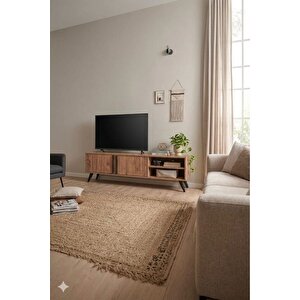Tv Ünitesi 2 Kapaklı Raflı Dolaplı Tv Sehpası Atlantik Çam Atlantik Çam