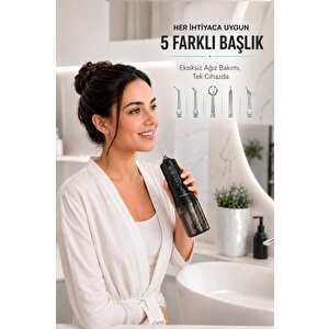 Dijital Ekranlı Şarjlı Ağız Duşu 4 Modlu Taşınabilir Ağız Bakım Cihazı Oc01 Siyah