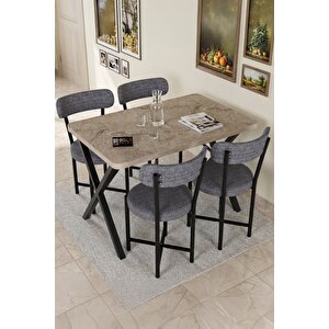Falez 110x70 Cm Yemek Masası Modern Ahşap Görünümlü Mutfak Ofis Balkon Bahçe Kafe Masası Traverten 9831