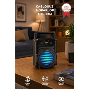 Bluetooth Hoparlör Rgb Işıklı Kablosuz Speaker Gts-1961 Siyah
